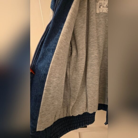 Men's Denim and Gray Sweatshirt Hoodie Jacket XL - Picture 7 of 7